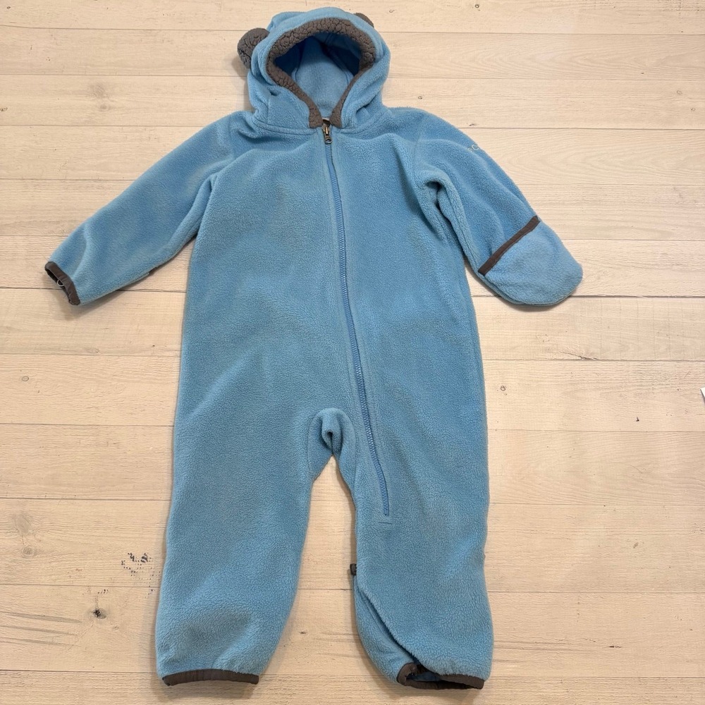 Columbia baby light blue fleece‎ bunting 12/18 months